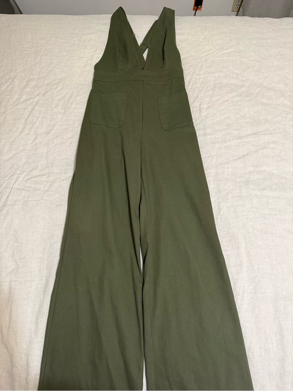 Sincerely Jules Olive Green Wide-Leg V-Neck Jumpsuit